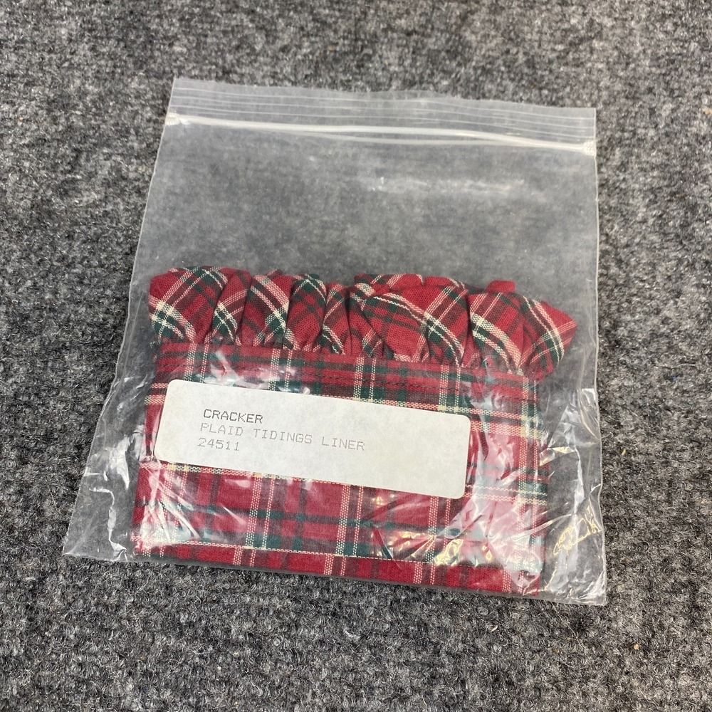 Longaberger Liner Cracker Basket Plaid Tidings New Christmas Red Green 24511 SU